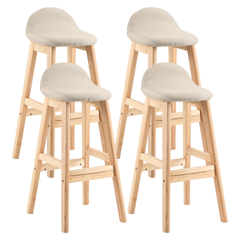 Contemporary Leather Solid Wood Barstools Indoor Bar Stool with Low Back Khaki 4 Piece Set Clearhalo 'Bar Furniture' 'Bar Stools' 'bar_stools' 'furn' 'furn_bar_stools' 'furniture_bar_stools' 'Kitchen & Dining Furniture' 'kitchen&dining_furn' 'kitchen' 'kitchen_furn' Furniture' 4555774