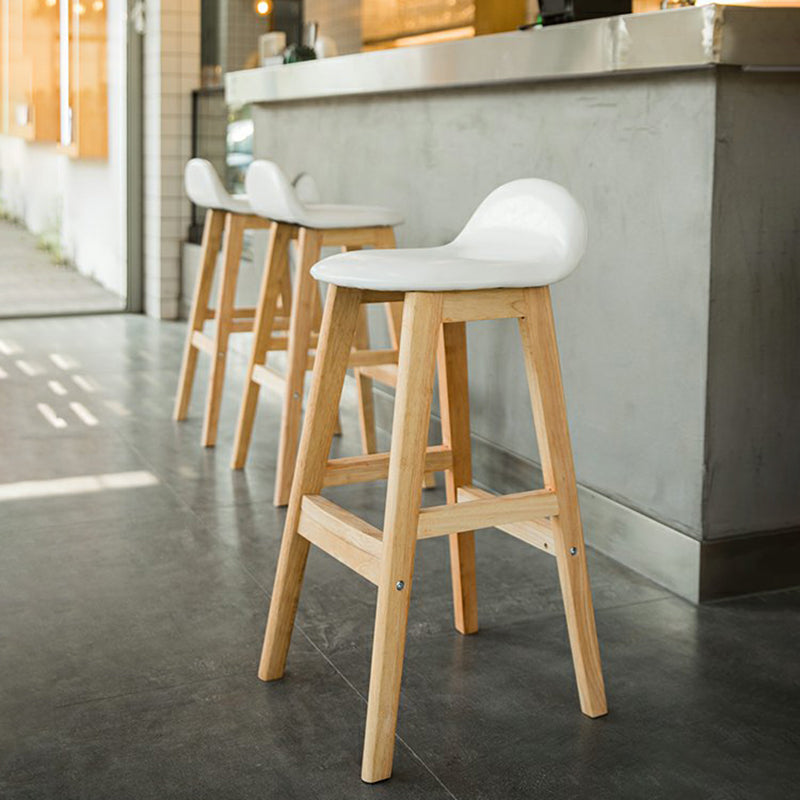 Contemporary Leather Solid Wood Barstools Indoor Bar Stool with Low Back Clearhalo 'Bar Furniture' 'Bar Stools' 'bar_stools' 'furn' 'furn_bar_stools' 'furniture_bar_stools' 'Kitchen & Dining Furniture' 'kitchen&dining_furn' 'kitchen' 'kitchen_furn' Furniture' 4555775