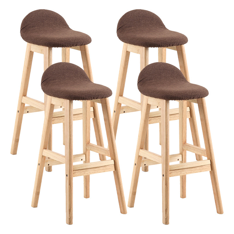 Contemporary Leather Solid Wood Barstools Indoor Bar Stool with Low Back Coffee 4 Piece Set Clearhalo 'Bar Furniture' 'Bar Stools' 'bar_stools' 'furn' 'furn_bar_stools' 'furniture_bar_stools' 'Kitchen & Dining Furniture' 'kitchen&dining_furn' 'kitchen' 'kitchen_furn' Furniture' 4555779