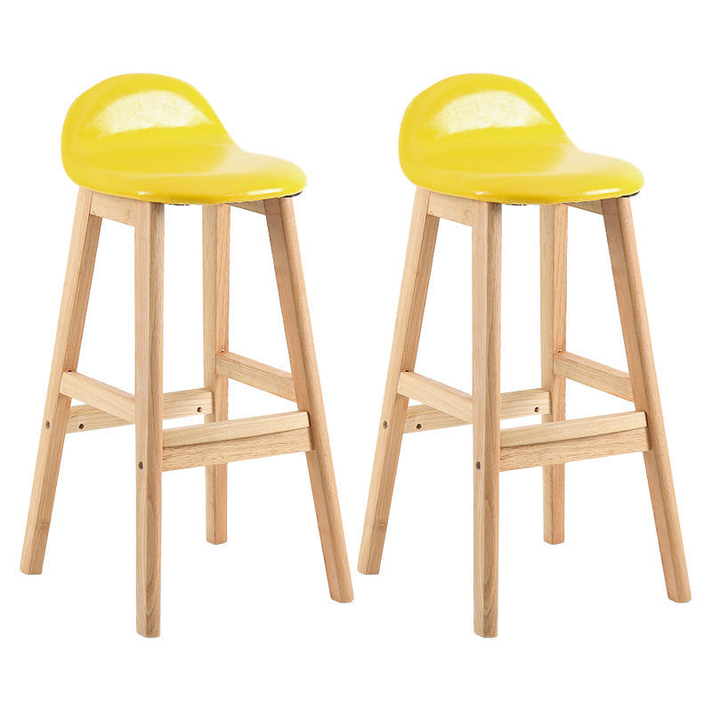 Contemporary Leather Solid Wood Barstools Indoor Bar Stool with Low Back Light Yellow 2 Piece Set Clearhalo 'Bar Furniture' 'Bar Stools' 'bar_stools' 'furn' 'furn_bar_stools' 'furniture_bar_stools' 'Kitchen & Dining Furniture' 'kitchen&dining_furn' 'kitchen' 'kitchen_furn' Furniture' 4555781