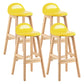Contemporary Leather Solid Wood Barstools Indoor Bar Stool with Low Back Light Yellow 4 Piece Set Clearhalo 'Bar Furniture' 'Bar Stools' 'bar_stools' 'furn' 'furn_bar_stools' 'furniture_bar_stools' 'Kitchen & Dining Furniture' 'kitchen&dining_furn' 'kitchen' 'kitchen_furn' Furniture' 4555782