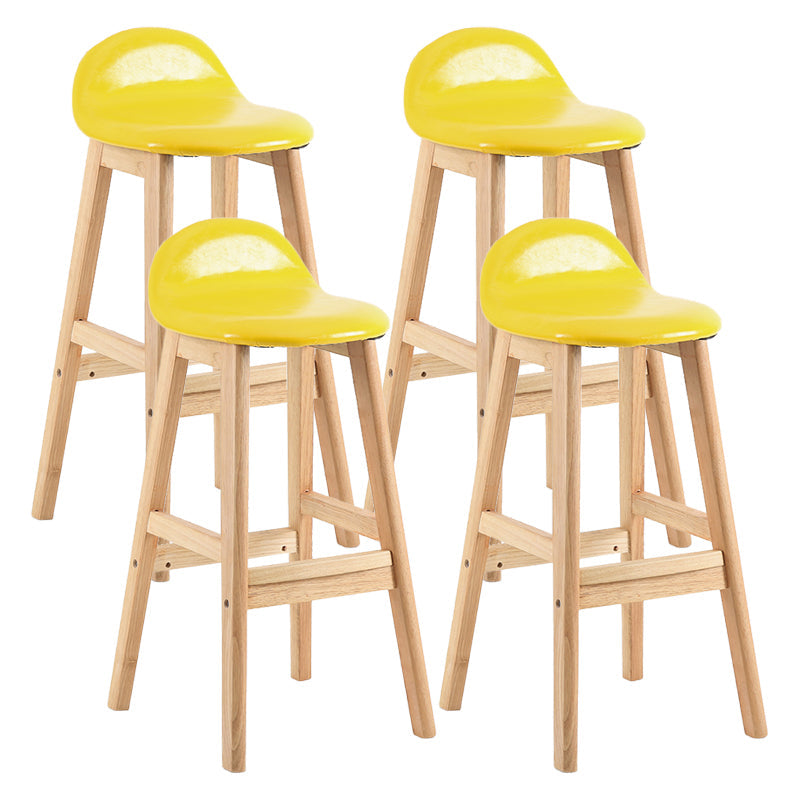 Contemporary Leather Solid Wood Barstools Indoor Bar Stool with Low Back Light Yellow 4 Piece Set Clearhalo 'Bar Furniture' 'Bar Stools' 'bar_stools' 'furn' 'furn_bar_stools' 'furniture_bar_stools' 'Kitchen & Dining Furniture' 'kitchen&dining_furn' 'kitchen' 'kitchen_furn' Furniture' 4555782