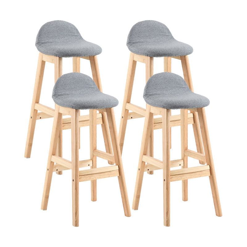 Contemporary Leather Solid Wood Barstools Indoor Bar Stool with Low Back Grey 4 Piece Set Clearhalo 'Bar Furniture' 'Bar Stools' 'bar_stools' 'furn' 'furn_bar_stools' 'furniture_bar_stools' 'Kitchen & Dining Furniture' 'kitchen&dining_furn' 'kitchen' 'kitchen_furn' Furniture' 4555788