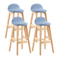 Contemporary Leather Solid Wood Barstools Indoor Bar Stool with Low Back Sky Blue-White 4 Piece Set Clearhalo 'Bar Furniture' 'Bar Stools' 'bar_stools' 'furn' 'furn_bar_stools' 'furniture_bar_stools' 'Kitchen & Dining Furniture' 'kitchen&dining_furn' 'kitchen' 'kitchen_furn' Furniture' 4555791