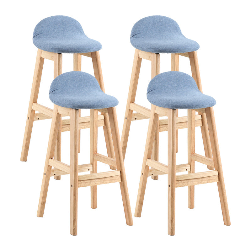 Contemporary Leather Solid Wood Barstools Indoor Bar Stool with Low Back Sky Blue-White 4 Piece Set Clearhalo 'Bar Furniture' 'Bar Stools' 'bar_stools' 'furn' 'furn_bar_stools' 'furniture_bar_stools' 'Kitchen & Dining Furniture' 'kitchen&dining_furn' 'kitchen' 'kitchen_furn' Furniture' 4555791