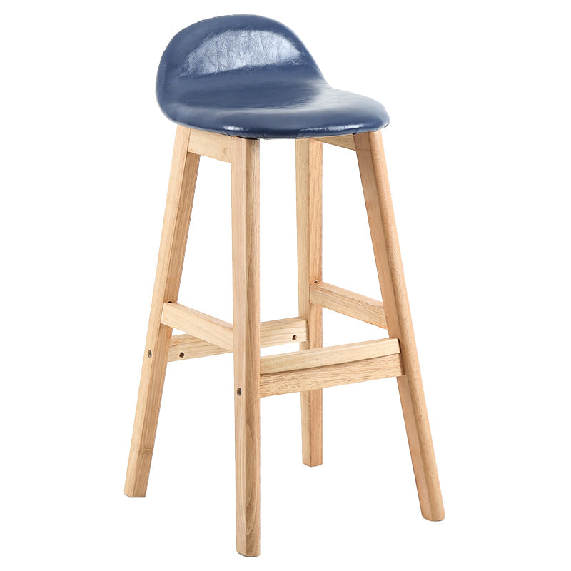 Contemporary Leather Solid Wood Barstools Indoor Bar Stool with Low Back Dark Blue 1 Piece Clearhalo 'Bar Furniture' 'Bar Stools' 'bar_stools' 'furn' 'furn_bar_stools' 'furniture_bar_stools' 'Kitchen & Dining Furniture' 'kitchen&dining_furn' 'kitchen' 'kitchen_furn' Furniture' 4555792