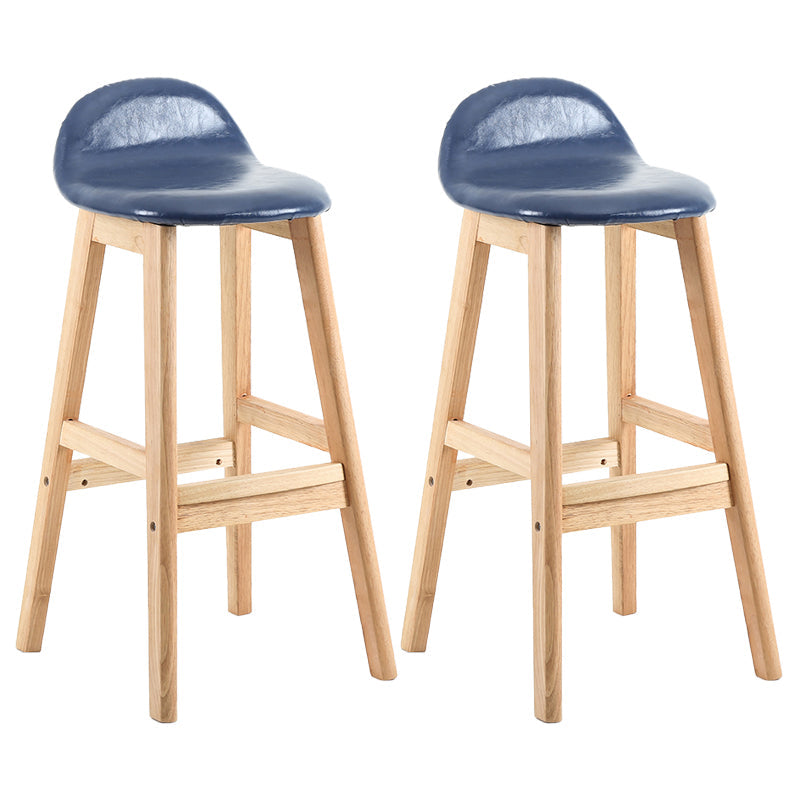Contemporary Leather Solid Wood Barstools Indoor Bar Stool with Low Back Dark Blue 2 Piece Set Clearhalo 'Bar Furniture' 'Bar Stools' 'bar_stools' 'furn' 'furn_bar_stools' 'furniture_bar_stools' 'Kitchen & Dining Furniture' 'kitchen&dining_furn' 'kitchen' 'kitchen_furn' Furniture' 4555793