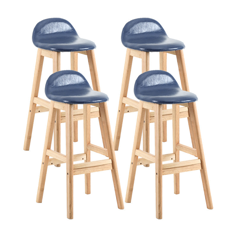 Contemporary Leather Solid Wood Barstools Indoor Bar Stool with Low Back Dark Blue 4 Piece Set Clearhalo 'Bar Furniture' 'Bar Stools' 'bar_stools' 'furn' 'furn_bar_stools' 'furniture_bar_stools' 'Kitchen & Dining Furniture' 'kitchen&dining_furn' 'kitchen' 'kitchen_furn' Furniture' 4555794