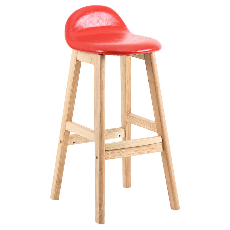 Contemporary Leather Solid Wood Barstools Indoor Bar Stool with Low Back Red 1 Piece Clearhalo 'Bar Furniture' 'Bar Stools' 'bar_stools' 'furn' 'furn_bar_stools' 'furniture_bar_stools' 'Kitchen & Dining Furniture' 'kitchen&dining_furn' 'kitchen' 'kitchen_furn' Furniture' 4555795