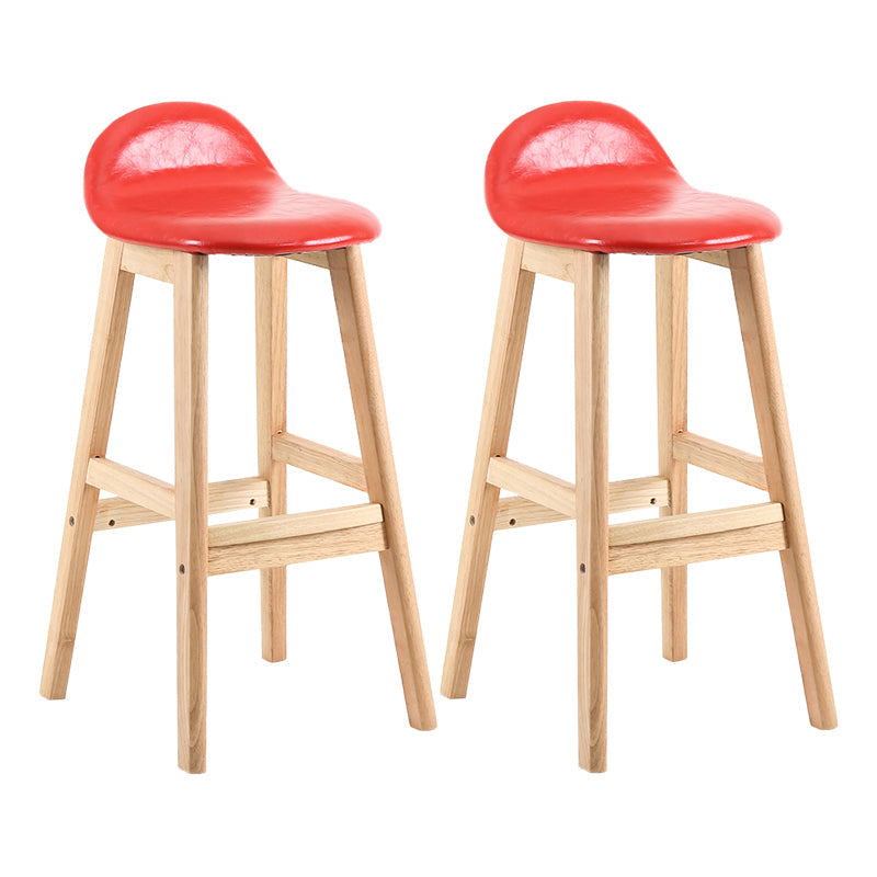 Contemporary Leather Solid Wood Barstools Indoor Bar Stool with Low Back Red 2 Piece Set Clearhalo 'Bar Furniture' 'Bar Stools' 'bar_stools' 'furn' 'furn_bar_stools' 'furniture_bar_stools' 'Kitchen & Dining Furniture' 'kitchen&dining_furn' 'kitchen' 'kitchen_furn' Furniture' 4555796