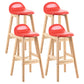 Contemporary Leather Solid Wood Barstools Indoor Bar Stool with Low Back Red 4 Piece Set Clearhalo 'Bar Furniture' 'Bar Stools' 'bar_stools' 'furn' 'furn_bar_stools' 'furniture_bar_stools' 'Kitchen & Dining Furniture' 'kitchen&dining_furn' 'kitchen' 'kitchen_furn' Furniture' 4555797