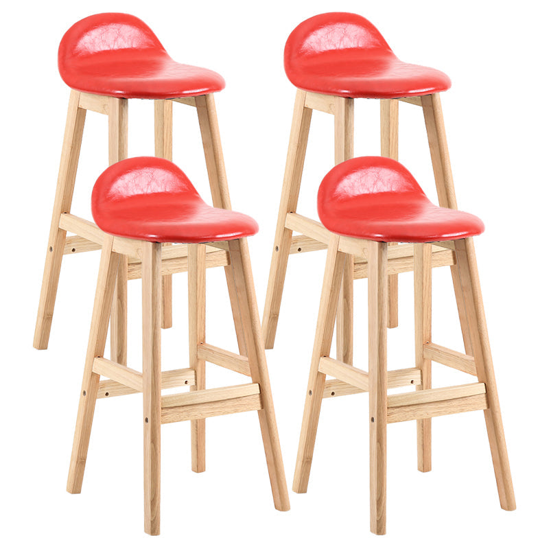 Contemporary Leather Solid Wood Barstools Indoor Bar Stool with Low Back Red 4 Piece Set Clearhalo 'Bar Furniture' 'Bar Stools' 'bar_stools' 'furn' 'furn_bar_stools' 'furniture_bar_stools' 'Kitchen & Dining Furniture' 'kitchen&dining_furn' 'kitchen' 'kitchen_furn' Furniture' 4555797