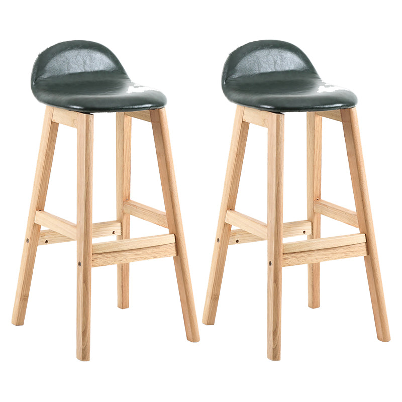 Contemporary Leather Solid Wood Barstools Indoor Bar Stool with Low Back Blackish Green 2 Piece Set Clearhalo 'Bar Furniture' 'Bar Stools' 'bar_stools' 'furn' 'furn_bar_stools' 'furniture_bar_stools' 'Kitchen & Dining Furniture' 'kitchen&dining_furn' 'kitchen' 'kitchen_furn' Furniture' 4555799