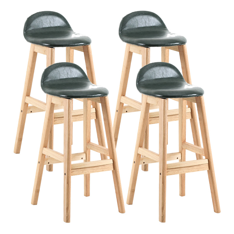 Contemporary Leather Solid Wood Barstools Indoor Bar Stool with Low Back Blackish Green 4 Piece Set Clearhalo 'Bar Furniture' 'Bar Stools' 'bar_stools' 'furn' 'furn_bar_stools' 'furniture_bar_stools' 'Kitchen & Dining Furniture' 'kitchen&dining_furn' 'kitchen' 'kitchen_furn' Furniture' 4555800