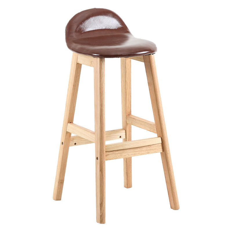 Contemporary Leather Solid Wood Barstools Indoor Bar Stool with Low Back Red Brown 1 Piece Clearhalo 'Bar Furniture' 'Bar Stools' 'bar_stools' 'furn' 'furn_bar_stools' 'furniture_bar_stools' 'Kitchen & Dining Furniture' 'kitchen&dining_furn' 'kitchen' 'kitchen_furn' Furniture' 4555804