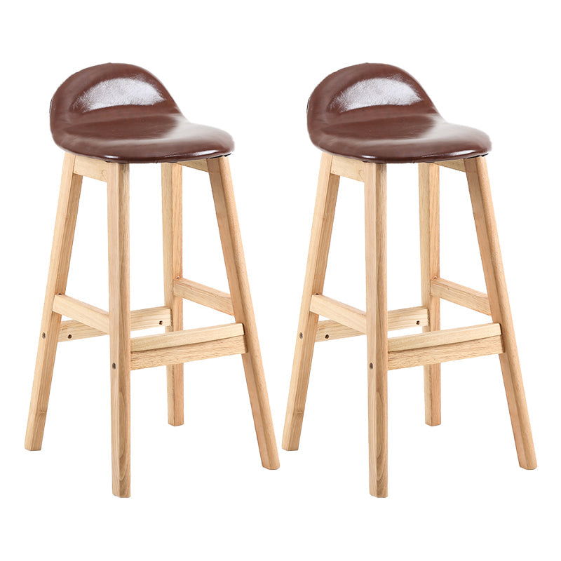 Contemporary Leather Solid Wood Barstools Indoor Bar Stool with Low Back Red Brown 2 Piece Set Clearhalo 'Bar Furniture' 'Bar Stools' 'bar_stools' 'furn' 'furn_bar_stools' 'furniture_bar_stools' 'Kitchen & Dining Furniture' 'kitchen&dining_furn' 'kitchen' 'kitchen_furn' Furniture' 4555805
