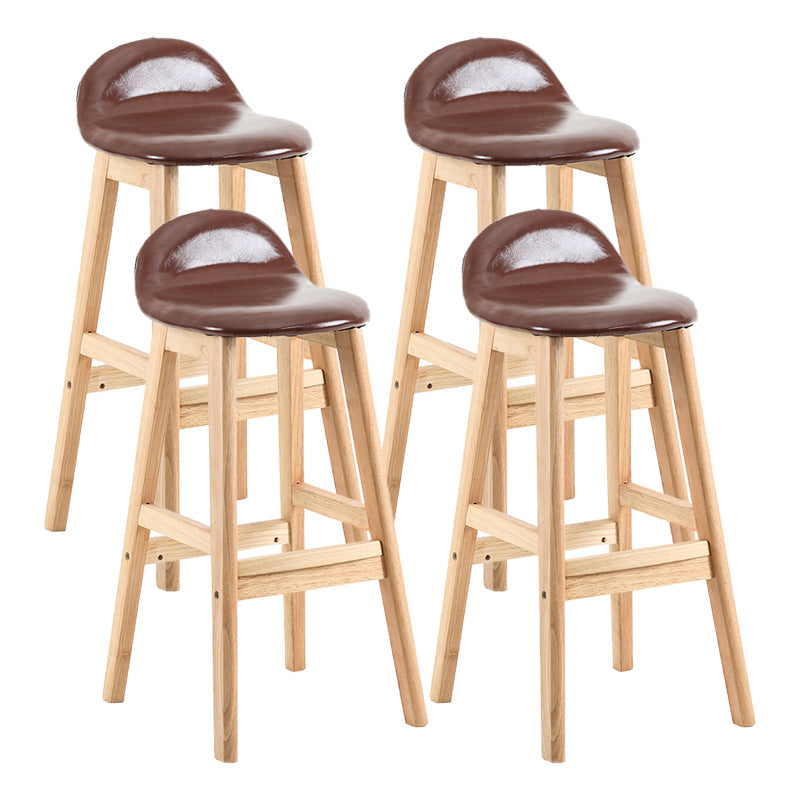 Contemporary Leather Solid Wood Barstools Indoor Bar Stool with Low Back Red Brown 4 Piece Set Clearhalo 'Bar Furniture' 'Bar Stools' 'bar_stools' 'furn' 'furn_bar_stools' 'furniture_bar_stools' 'Kitchen & Dining Furniture' 'kitchen&dining_furn' 'kitchen' 'kitchen_furn' Furniture' 4555806