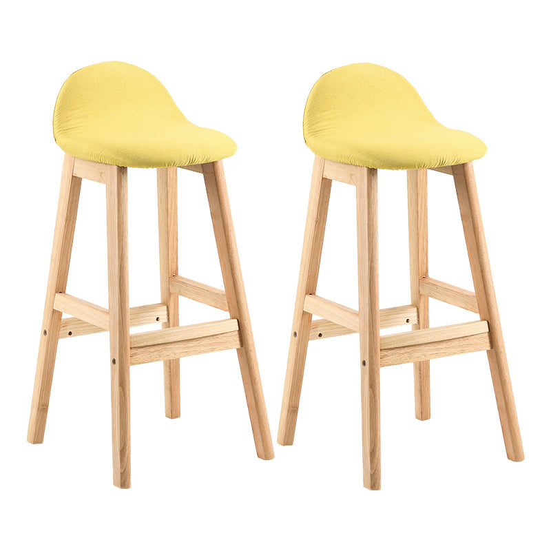 Contemporary Leather Solid Wood Barstools Indoor Bar Stool with Low Back Yellow 2 Piece Set Clearhalo 'Bar Furniture' 'Bar Stools' 'bar_stools' 'furn' 'furn_bar_stools' 'furniture_bar_stools' 'Kitchen & Dining Furniture' 'kitchen&dining_furn' 'kitchen' 'kitchen_furn' Furniture' 4555808