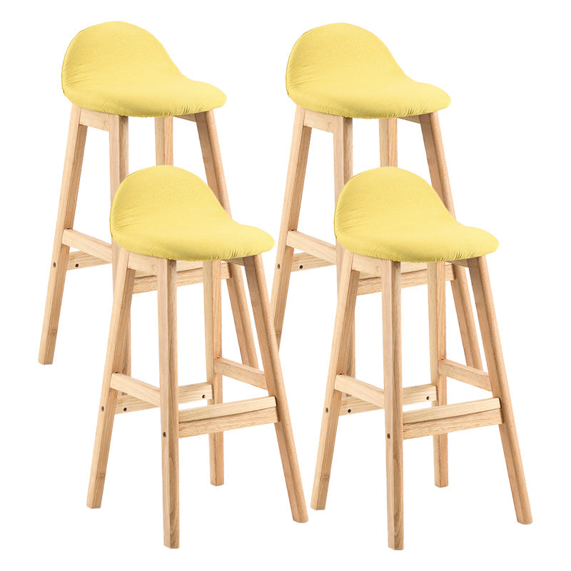 Contemporary Leather Solid Wood Barstools Indoor Bar Stool with Low Back Yellow 4 Piece Set Clearhalo 'Bar Furniture' 'Bar Stools' 'bar_stools' 'furn' 'furn_bar_stools' 'furniture_bar_stools' 'Kitchen & Dining Furniture' 'kitchen&dining_furn' 'kitchen' 'kitchen_furn' Furniture' 4555809
