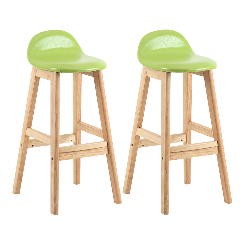 Contemporary Leather Solid Wood Barstools Indoor Bar Stool with Low Back Fruit Green 2 Piece Set Clearhalo 'Bar Furniture' 'Bar Stools' 'bar_stools' 'furn' 'furn_bar_stools' 'furniture_bar_stools' 'Kitchen & Dining Furniture' 'kitchen&dining_furn' 'kitchen' 'kitchen_furn' Furniture' 4555811