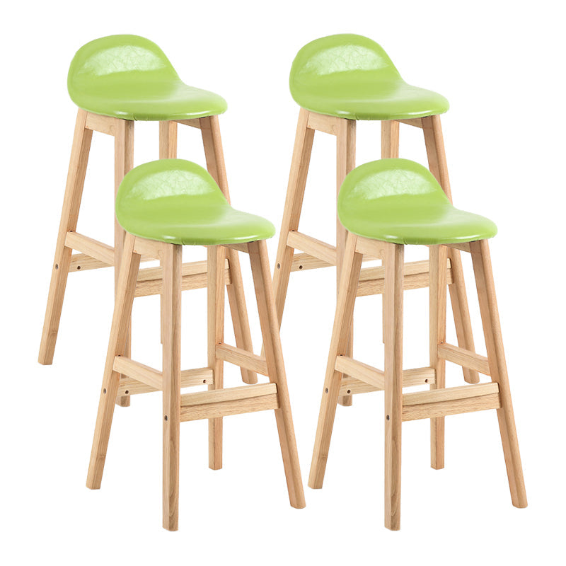 Contemporary Leather Solid Wood Barstools Indoor Bar Stool with Low Back Fruit Green 4 Piece Set Clearhalo 'Bar Furniture' 'Bar Stools' 'bar_stools' 'furn' 'furn_bar_stools' 'furniture_bar_stools' 'Kitchen & Dining Furniture' 'kitchen&dining_furn' 'kitchen' 'kitchen_furn' Furniture' 4555812