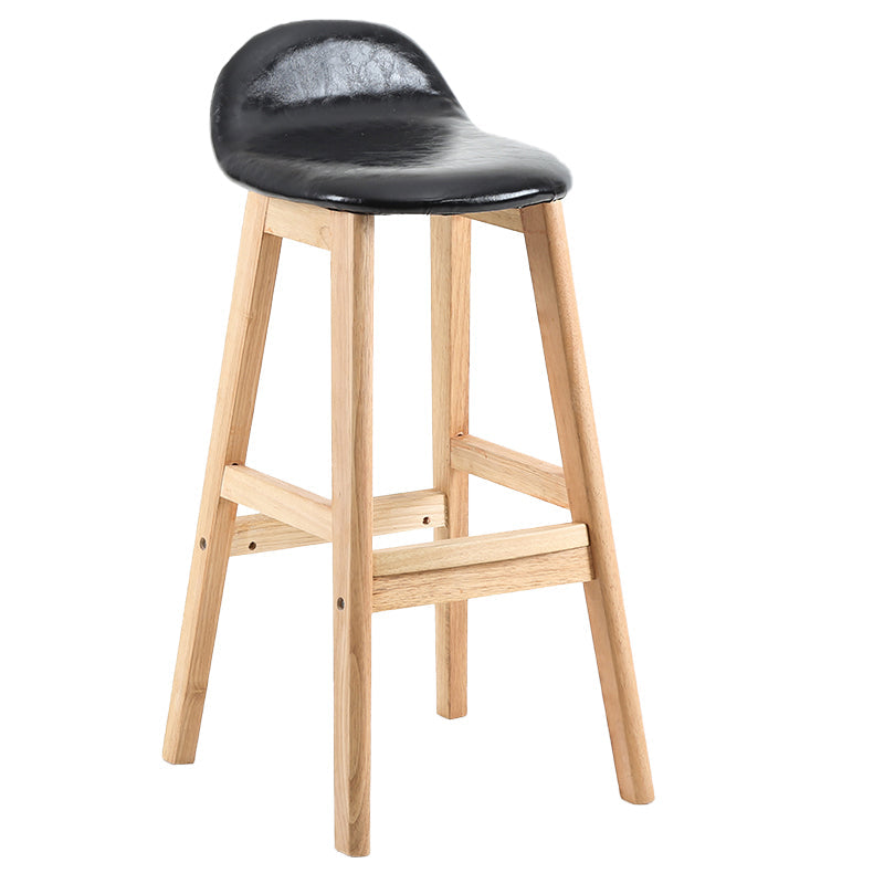 Contemporary Leather Solid Wood Barstools Indoor Bar Stool with Low Back Black 1 Piece Clearhalo 'Bar Furniture' 'Bar Stools' 'bar_stools' 'furn' 'furn_bar_stools' 'furniture_bar_stools' 'Kitchen & Dining Furniture' 'kitchen&dining_furn' 'kitchen' 'kitchen_furn' Furniture' 4555816