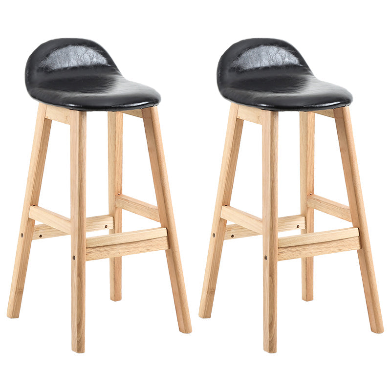 Contemporary Leather Solid Wood Barstools Indoor Bar Stool with Low Back Black 2 Piece Set Clearhalo 'Bar Furniture' 'Bar Stools' 'bar_stools' 'furn' 'furn_bar_stools' 'furniture_bar_stools' 'Kitchen & Dining Furniture' 'kitchen&dining_furn' 'kitchen' 'kitchen_furn' Furniture' 4555817