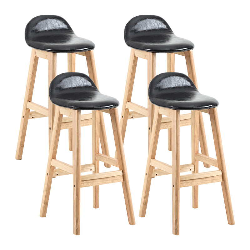 Contemporary Leather Solid Wood Barstools Indoor Bar Stool with Low Back Black 4 Piece Set Clearhalo 'Bar Furniture' 'Bar Stools' 'bar_stools' 'furn' 'furn_bar_stools' 'furniture_bar_stools' 'Kitchen & Dining Furniture' 'kitchen&dining_furn' 'kitchen' 'kitchen_furn' Furniture' 4555818