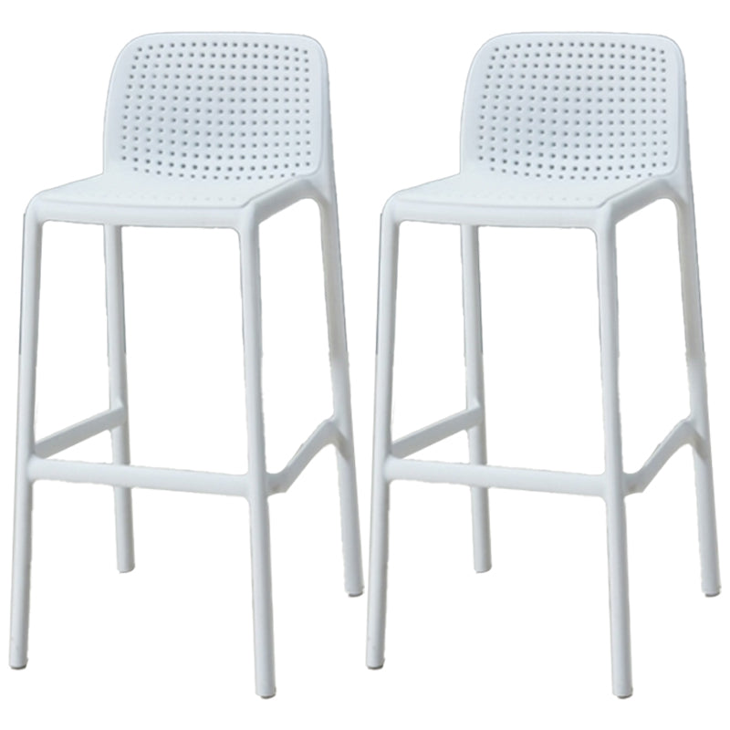 Modern Armless Backrest Counter Stool Plastic Bar Stool with Plastic Seat and Pedal White 2 Piece Set Clearhalo 'Bar Furniture' 'Bar Stools' 'bar_stools' 'furn' 'furn_bar_stools' 'furniture_bar_stools' 'Kitchen & Dining Furniture' 'kitchen&dining_furn' 'kitchen' 'kitchen_furn' Furniture' 4555852