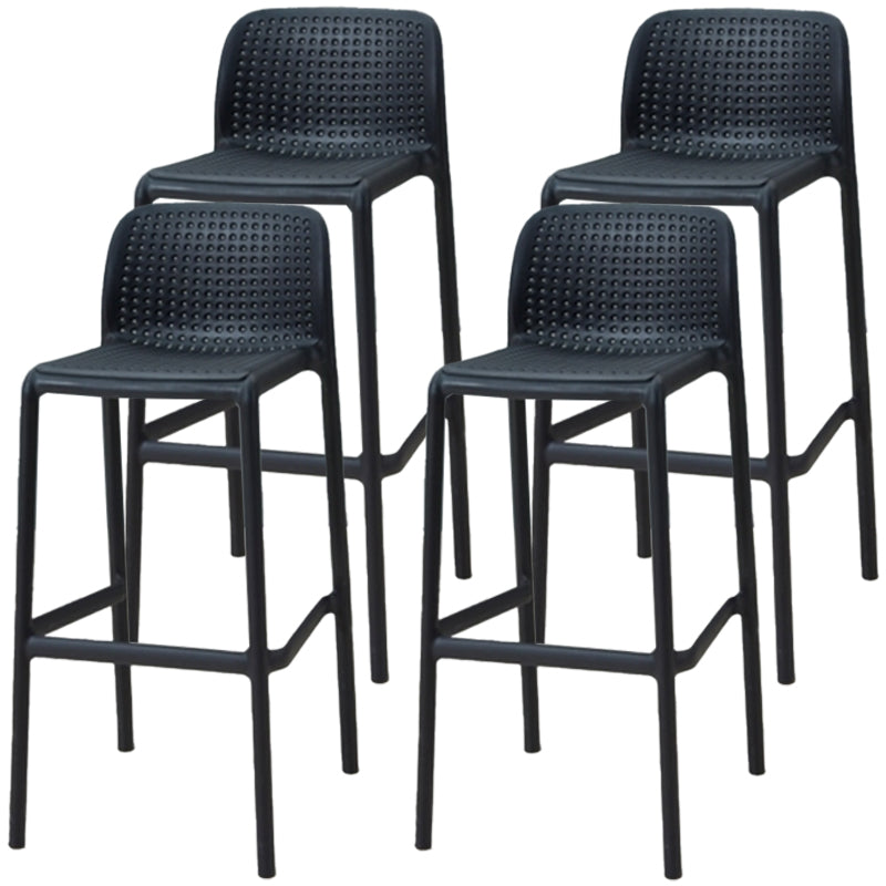 Modern Armless Backrest Counter Stool Plastic Bar Stool with Plastic Seat and Pedal Black 4 Piece Set Clearhalo 'Bar Furniture' 'Bar Stools' 'bar_stools' 'furn' 'furn_bar_stools' 'furniture_bar_stools' 'Kitchen & Dining Furniture' 'kitchen&dining_furn' 'kitchen' 'kitchen_furn' Furniture' 4555854