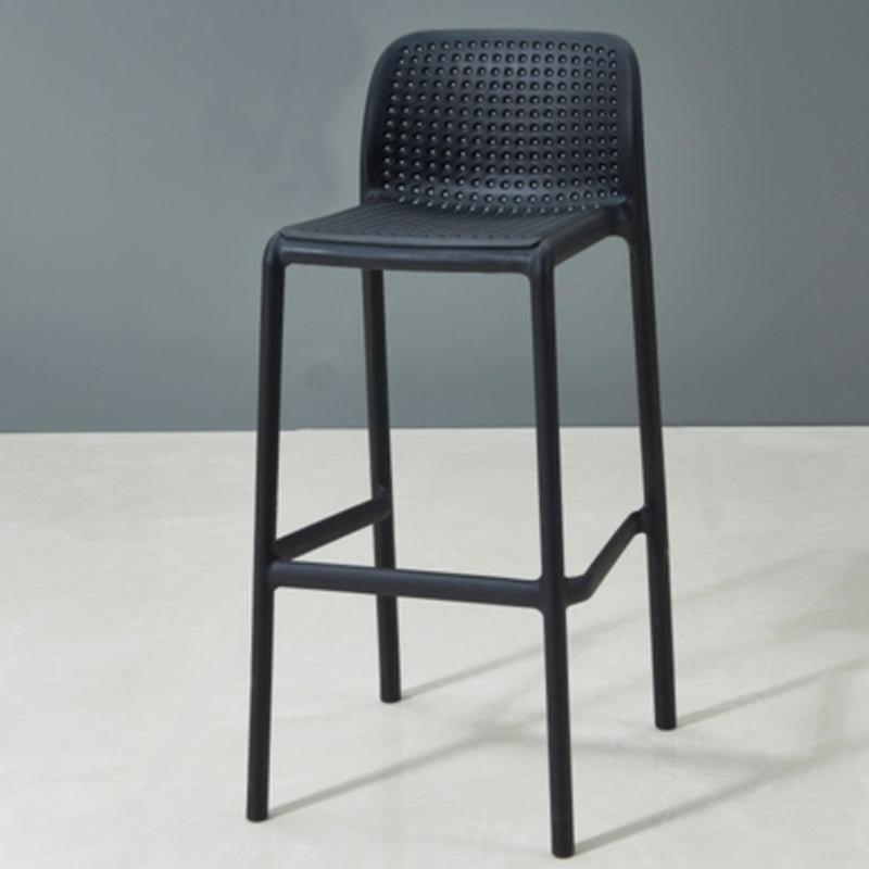 Modern Armless Backrest Counter Stool Plastic Bar Stool with Plastic Seat and Pedal Black 1 Piece Clearhalo 'Bar Furniture' 'Bar Stools' 'bar_stools' 'furn' 'furn_bar_stools' 'furniture_bar_stools' 'Kitchen & Dining Furniture' 'kitchen&dining_furn' 'kitchen' 'kitchen_furn' Furniture' 4555855