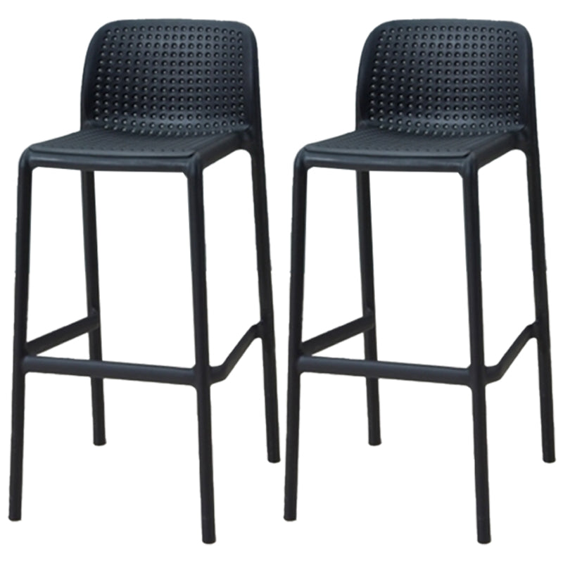Modern Armless Backrest Counter Stool Plastic Bar Stool with Plastic Seat and Pedal Black 2 Piece Set Clearhalo 'Bar Furniture' 'Bar Stools' 'bar_stools' 'furn' 'furn_bar_stools' 'furniture_bar_stools' 'Kitchen & Dining Furniture' 'kitchen&dining_furn' 'kitchen' 'kitchen_furn' Furniture' 4555858
