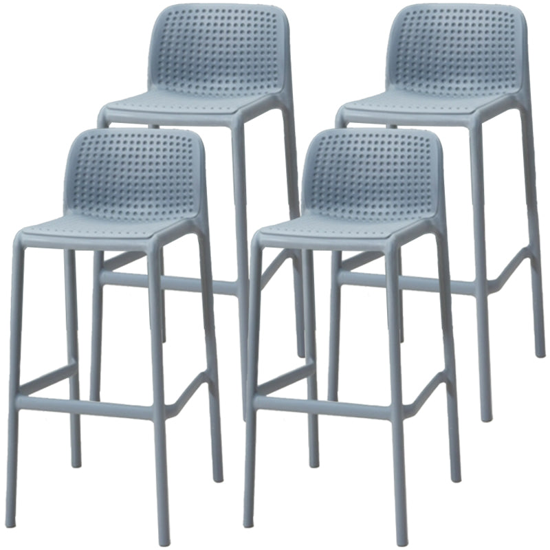 Modern Armless Backrest Counter Stool Plastic Bar Stool with Plastic Seat and Pedal Grey 4 Piece Set Clearhalo 'Bar Furniture' 'Bar Stools' 'bar_stools' 'furn' 'furn_bar_stools' 'furniture_bar_stools' 'Kitchen & Dining Furniture' 'kitchen&dining_furn' 'kitchen' 'kitchen_furn' Furniture' 4555860