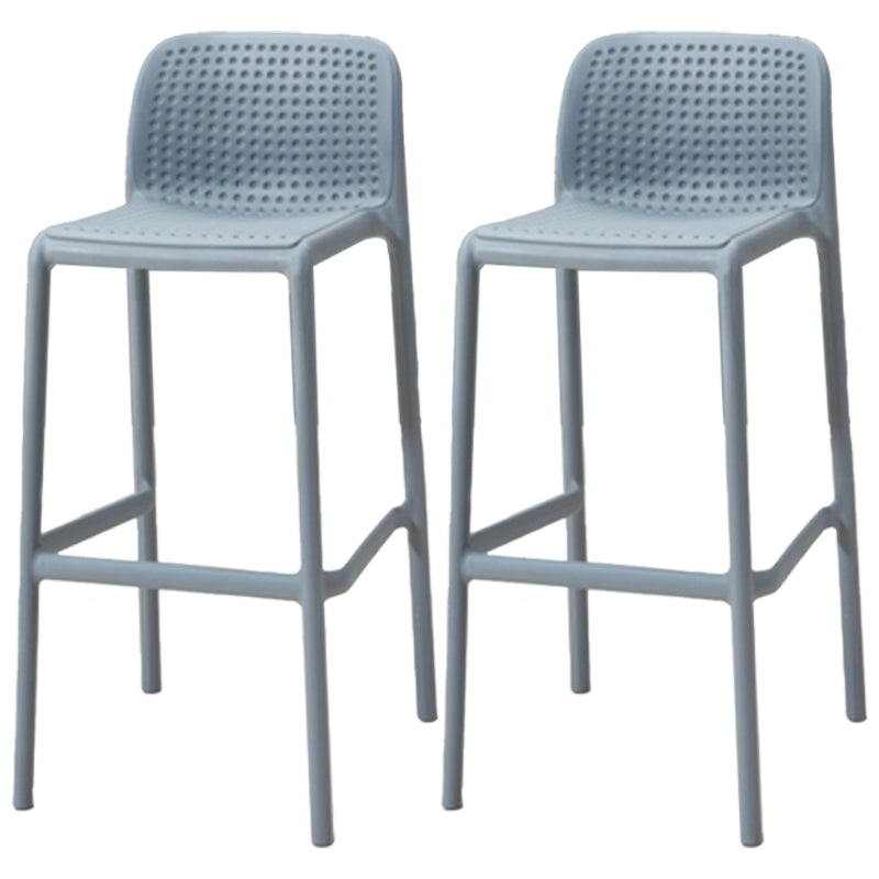 Modern Armless Backrest Counter Stool Plastic Bar Stool with Plastic Seat and Pedal Grey 2 Piece Set Clearhalo 'Bar Furniture' 'Bar Stools' 'bar_stools' 'furn' 'furn_bar_stools' 'furniture_bar_stools' 'Kitchen & Dining Furniture' 'kitchen&dining_furn' 'kitchen' 'kitchen_furn' Furniture' 4555863