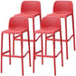 Modern Armless Backrest Counter Stool Plastic Bar Stool with Plastic Seat and Pedal Red 4 Piece Set Clearhalo 'Bar Furniture' 'Bar Stools' 'bar_stools' 'furn' 'furn_bar_stools' 'furniture_bar_stools' 'Kitchen & Dining Furniture' 'kitchen&dining_furn' 'kitchen' 'kitchen_furn' Furniture' 4555866