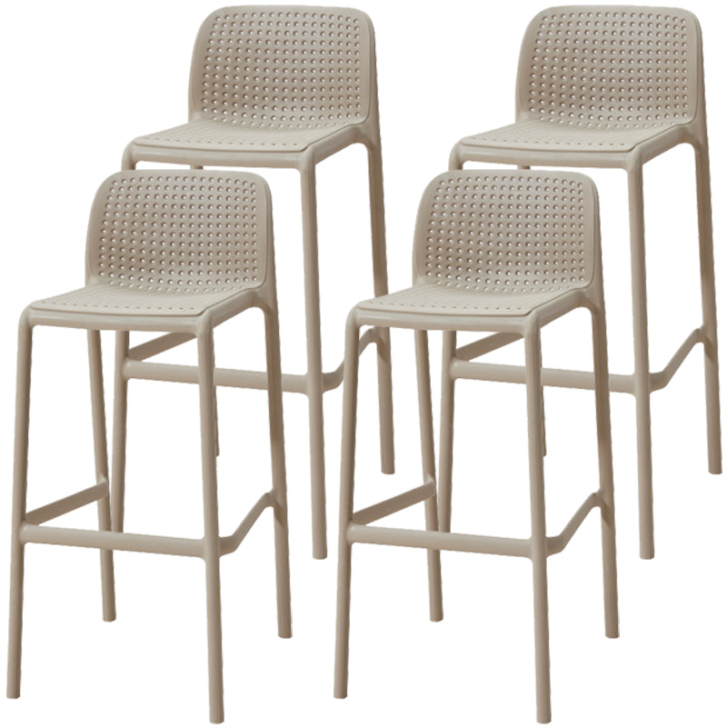 Modern Armless Backrest Counter Stool Plastic Bar Stool with Plastic Seat and Pedal Khaki 4 Piece Set Clearhalo 'Bar Furniture' 'Bar Stools' 'bar_stools' 'furn' 'furn_bar_stools' 'furniture_bar_stools' 'Kitchen & Dining Furniture' 'kitchen&dining_furn' 'kitchen' 'kitchen_furn' Furniture' 4555871
