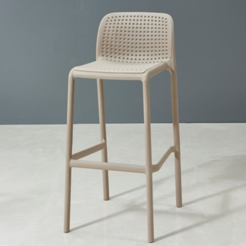 Modern Armless Backrest Counter Stool Plastic Bar Stool with Plastic Seat and Pedal Khaki 1 Piece Clearhalo 'Bar Furniture' 'Bar Stools' 'bar_stools' 'furn' 'furn_bar_stools' 'furniture_bar_stools' 'Kitchen & Dining Furniture' 'kitchen&dining_furn' 'kitchen' 'kitchen_furn' Furniture' 4555874
