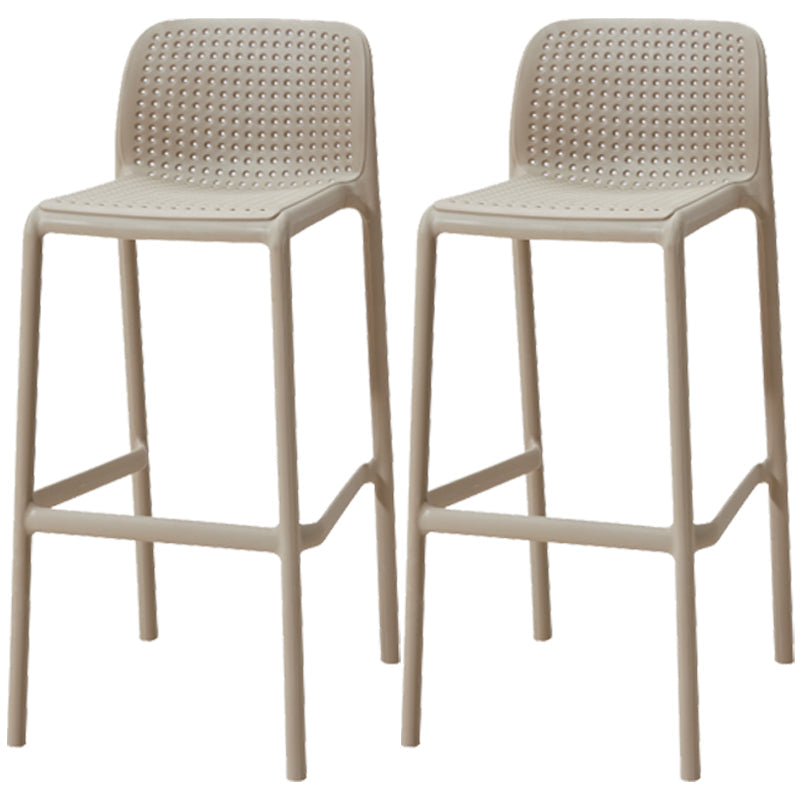 Modern Armless Backrest Counter Stool Plastic Bar Stool with Plastic Seat and Pedal Khaki 2 Piece Set Clearhalo 'Bar Furniture' 'Bar Stools' 'bar_stools' 'furn' 'furn_bar_stools' 'furniture_bar_stools' 'Kitchen & Dining Furniture' 'kitchen&dining_furn' 'kitchen' 'kitchen_furn' Furniture' 4555875