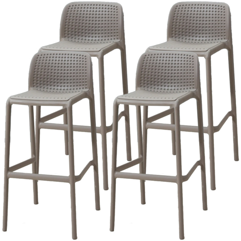 Modern Armless Backrest Counter Stool Plastic Bar Stool with Plastic Seat and Pedal Light Gray 4 Piece Set Clearhalo 'Bar Furniture' 'Bar Stools' 'bar_stools' 'furn' 'furn_bar_stools' 'furniture_bar_stools' 'Kitchen & Dining Furniture' 'kitchen&dining_furn' 'kitchen' 'kitchen_furn' Furniture' 4555876