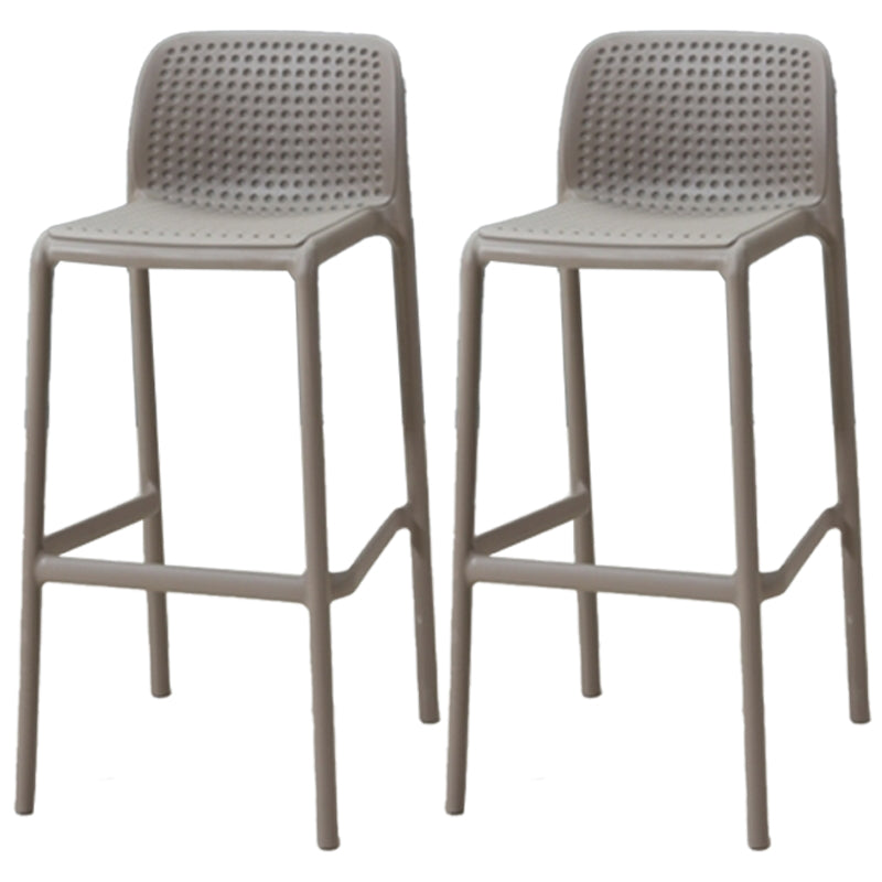 Modern Armless Backrest Counter Stool Plastic Bar Stool with Plastic Seat and Pedal Light Gray 2 Piece Set Clearhalo 'Bar Furniture' 'Bar Stools' 'bar_stools' 'furn' 'furn_bar_stools' 'furniture_bar_stools' 'Kitchen & Dining Furniture' 'kitchen&dining_furn' 'kitchen' 'kitchen_furn' Furniture' 4555878