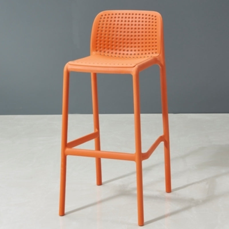 Modern Armless Backrest Counter Stool Plastic Bar Stool with Plastic Seat and Pedal Orange 1 Piece Clearhalo 'Bar Furniture' 'Bar Stools' 'bar_stools' 'furn' 'furn_bar_stools' 'furniture_bar_stools' 'Kitchen & Dining Furniture' 'kitchen&dining_furn' 'kitchen' 'kitchen_furn' Furniture' 4555880