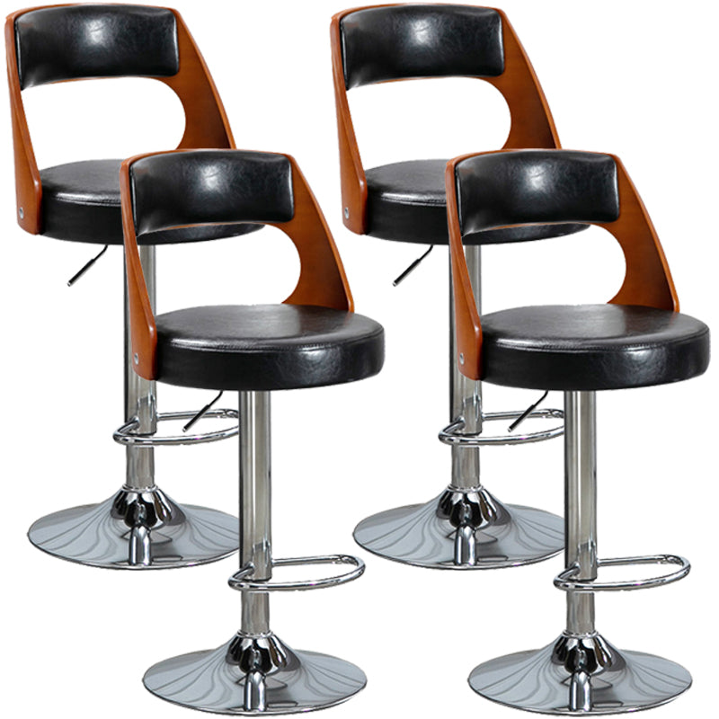 Industrial Style Bar-stool Metal Leg Round Seat Adjustable Stool for Counter Bar Black 4 Piece Set Clearhalo 'Bar Furniture' 'Bar Stools' 'bar_stools' 'furn' 'furn_bar_stools' 'furniture_bar_stools' 'Kitchen & Dining Furniture' 'kitchen&dining_furn' 'kitchen' 'kitchen_furn' Furniture' 4555884