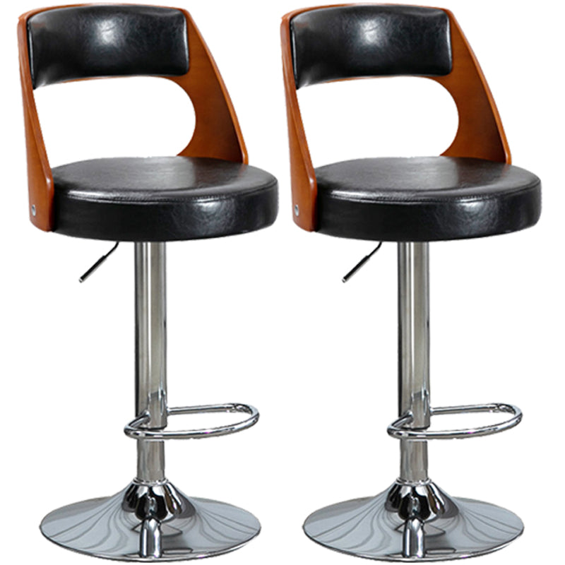 Industrial Style Bar-stool Metal Leg Round Seat Adjustable Stool for Counter Bar Black 2 Piece Set Clearhalo 'Bar Furniture' 'Bar Stools' 'bar_stools' 'furn' 'furn_bar_stools' 'furniture_bar_stools' 'Kitchen & Dining Furniture' 'kitchen&dining_furn' 'kitchen' 'kitchen_furn' Furniture' 4555888