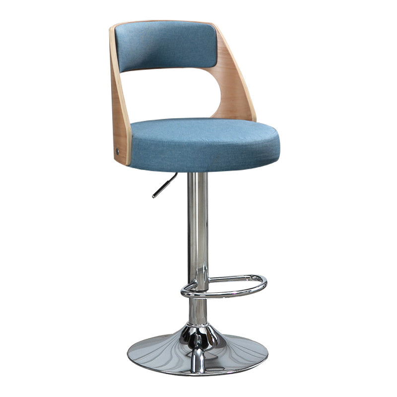 Industrial Style Bar-stool Metal Leg Round Seat Adjustable Stool for Counter Bar Blue 1 Piece Clearhalo 'Bar Furniture' 'Bar Stools' 'bar_stools' 'furn' 'furn_bar_stools' 'furniture_bar_stools' 'Kitchen & Dining Furniture' 'kitchen&dining_furn' 'kitchen' 'kitchen_furn' Furniture' 4555892