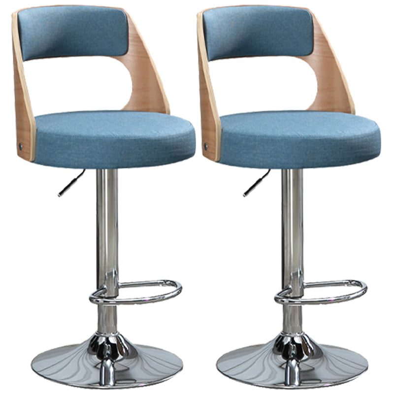 Industrial Style Bar-stool Metal Leg Round Seat Adjustable Stool for Counter Bar Blue 2 Piece Set Clearhalo 'Bar Furniture' 'Bar Stools' 'bar_stools' 'furn' 'furn_bar_stools' 'furniture_bar_stools' 'Kitchen & Dining Furniture' 'kitchen&dining_furn' 'kitchen' 'kitchen_furn' Furniture' 4555894