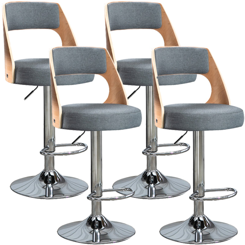 Industrial Style Bar-stool Metal Leg Round Seat Adjustable Stool for Counter Bar Smoke Gray 4 Piece Set Clearhalo 'Bar Furniture' 'Bar Stools' 'bar_stools' 'furn' 'furn_bar_stools' 'furniture_bar_stools' 'Kitchen & Dining Furniture' 'kitchen&dining_furn' 'kitchen' 'kitchen_furn' Furniture' 4555895