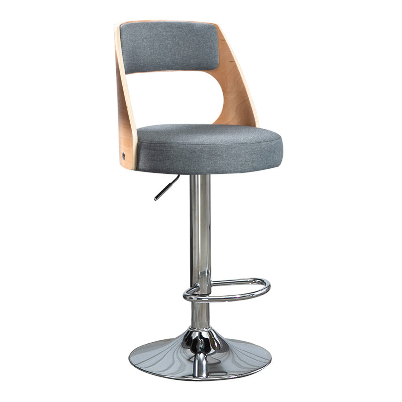 Industrial Style Bar-stool Metal Leg Round Seat Adjustable Stool for Counter Bar Smoke Gray 1 Piece Clearhalo 'Bar Furniture' 'Bar Stools' 'bar_stools' 'furn' 'furn_bar_stools' 'furniture_bar_stools' 'Kitchen & Dining Furniture' 'kitchen&dining_furn' 'kitchen' 'kitchen_furn' Furniture' 4555898