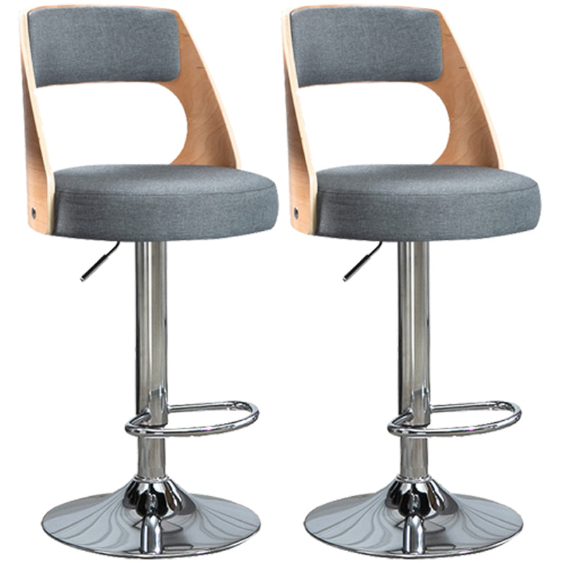 Industrial Style Bar-stool Metal Leg Round Seat Adjustable Stool for Counter Bar Smoke Gray 2 Piece Set Clearhalo 'Bar Furniture' 'Bar Stools' 'bar_stools' 'furn' 'furn_bar_stools' 'furniture_bar_stools' 'Kitchen & Dining Furniture' 'kitchen&dining_furn' 'kitchen' 'kitchen_furn' Furniture' 4555899