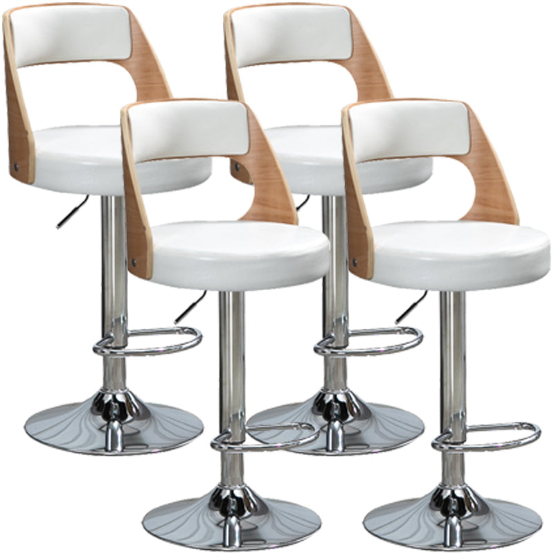 Industrial Style Bar-stool Metal Leg Round Seat Adjustable Stool for Counter Bar White 4 Piece Set Clearhalo 'Bar Furniture' 'Bar Stools' 'bar_stools' 'furn' 'furn_bar_stools' 'furniture_bar_stools' 'Kitchen & Dining Furniture' 'kitchen&dining_furn' 'kitchen' 'kitchen_furn' Furniture' 4555904