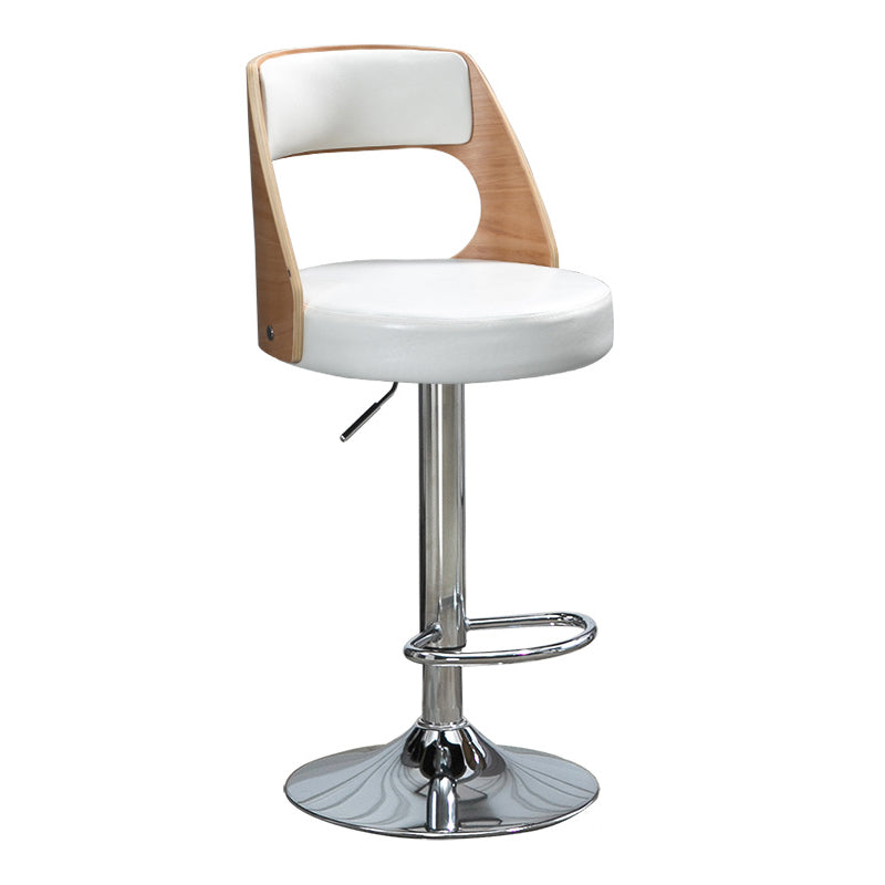 Industrial Style Bar-stool Metal Leg Round Seat Adjustable Stool for Counter Bar White 1 Piece Clearhalo 'Bar Furniture' 'Bar Stools' 'bar_stools' 'furn' 'furn_bar_stools' 'furniture_bar_stools' 'Kitchen & Dining Furniture' 'kitchen&dining_furn' 'kitchen' 'kitchen_furn' Furniture' 4555905